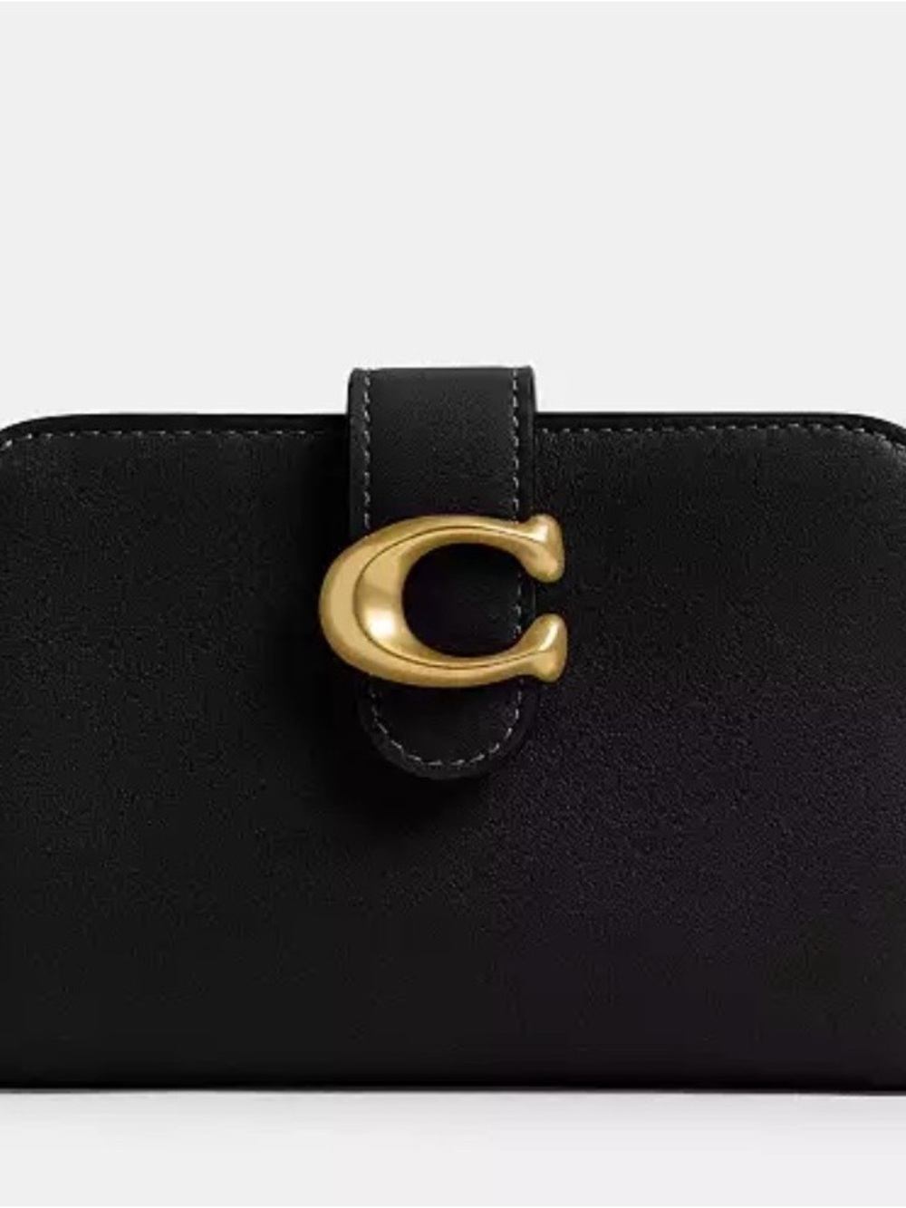 Coach Black Leather Wallet with Gold 'C' Accent